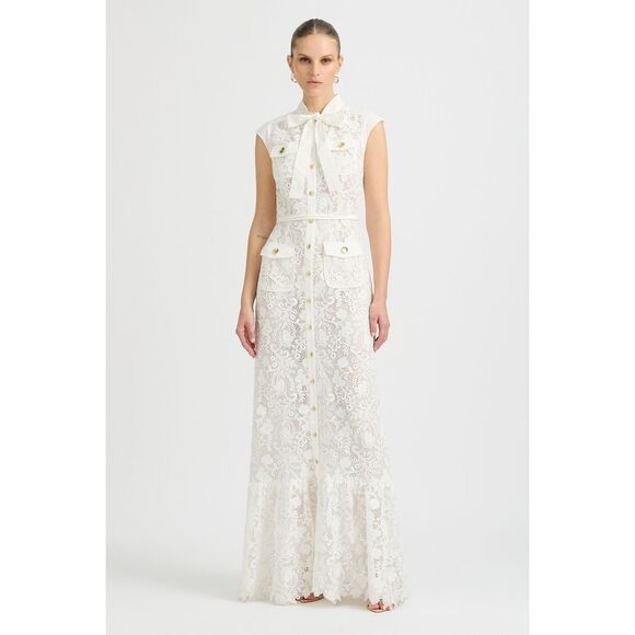 Sonya Moda Layan Lace Maxi Dress in White Formal Event Bridal Shower size S NWT - Picture 5 of 9